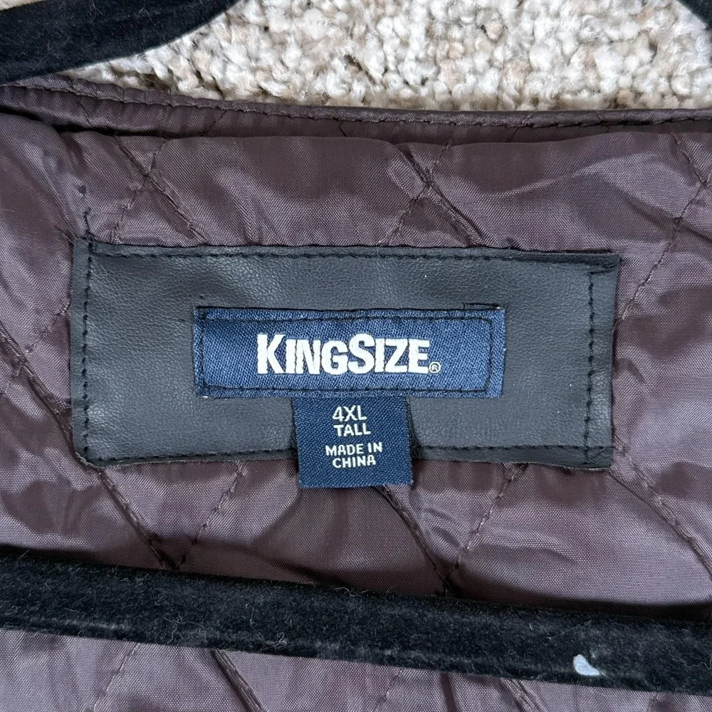 KingSize Leather Vest Mens 4XL Tall Brown Quilt Lined Patchwork‎ Western